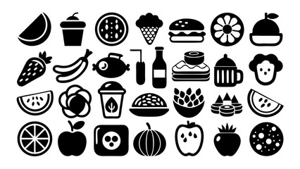 Monochrome Icon Collection Of Essential Food Icons