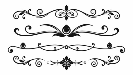Set Of Refined Black Ornamental Divider Elements