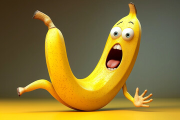 Fresh yellow bananas and a ripe pear sit on a wooden table, showcasing healthy organic fruit