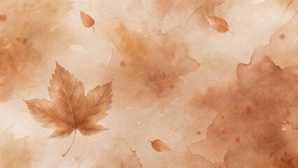 Autumn Leaf Abstract: A gentle display of autumnal leaves gracefully suspended against a warm, inviting watercolor background. Capturing the soft, artistic essence of fall.