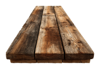 Wooden planks for construction use workshop detailed rustic environment view isolated on transparent background