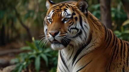Naklejka premium Close-up of a tiger in a forest