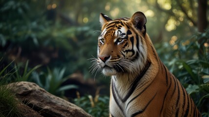 Obraz premium Majestic tiger in a lush forest