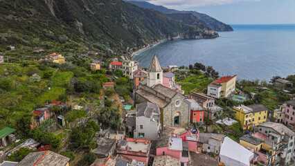 Fototapeta premium Corniglia Village, Cinque Terre Coast of Italy. La Spezia, Liguria, Italy 