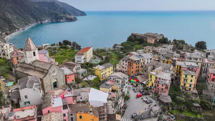 Gordijnen Grijs Corniglia Village, Cinque Terre Coast of Italy. La Spezia, Liguria, Italy   © LukasGameworld