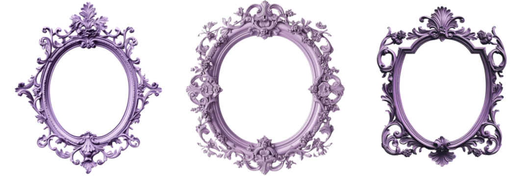 Set of Clean studio photo of a mirror with pink flower decoration, close-up on transparent png background. Ai generated - Powered by Adobe