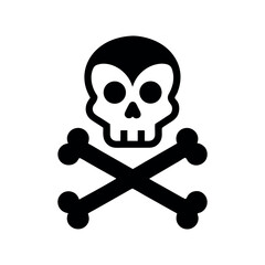 Crossbones and skull death flat silhouette vector icon
