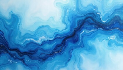 Fototapeta premium Abstract blue water background illustration. Artistic flowing liquid design, wave pattern. Bright, clear, transparent aquatic surface. Modern creative art design for cosmetic products, print, decor.