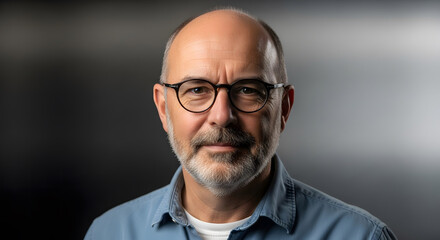 Confident Mature Man in Business Casual Attire. Professional Portrait on Neutral Background.
