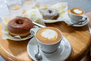 Coffee and Donuts on a Table
