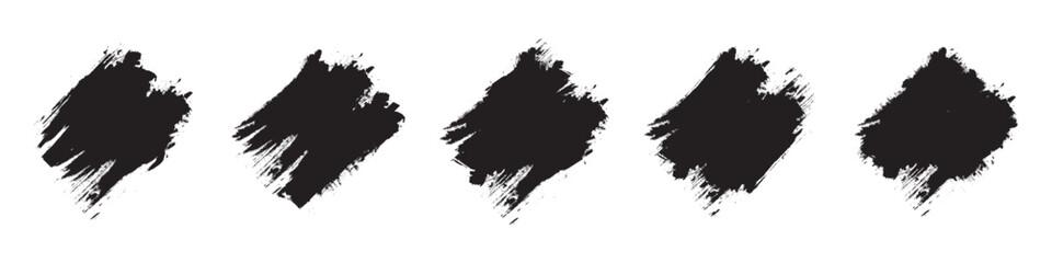 Brush lines set. brush. Vector black paint brush spots, highlighter lines or felt-tip pen marker. Brush stroke paint boxes. Ink smudge abstract shape stains and smear set with texture - Vector