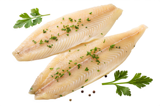 Three Thin Flounder Fillets with Delicate Garnish