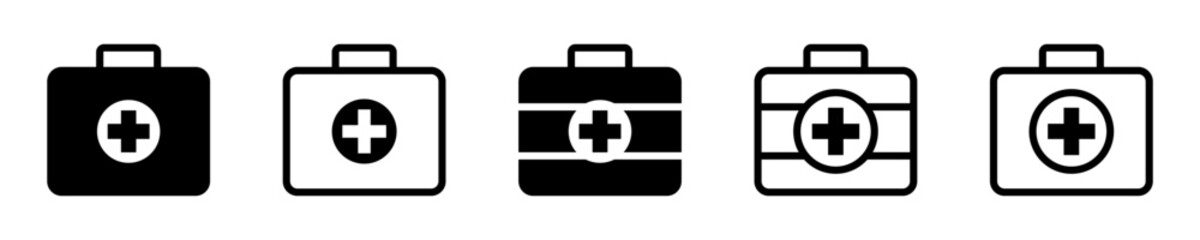 Obraz premium First aid box icon, medical briefcase icon vector isolated