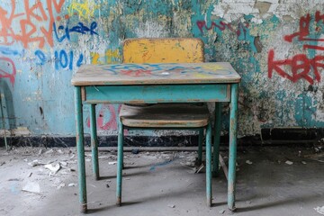 Abandoned school desk
