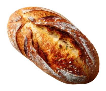 Freshly baked artisan bread loaf bakery food rustic top view culinary delight isolated on transparent background