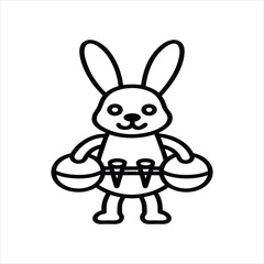  Cute Rabbit Playing Drums Vector Art