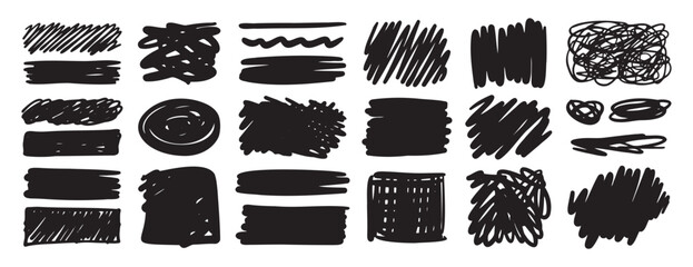 doodle sketch pen and scrible set isolated on white background. Hand drawn brush shapes freehand collection