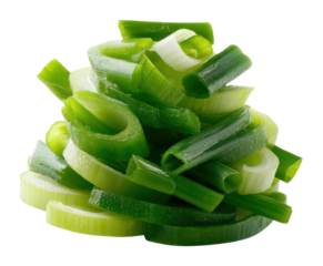 Chopping fresh green onions for delicious dishes kitchen food preparation focus isolated on transparent background