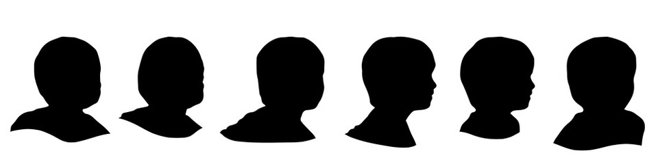 Conceptual human head isolated on white background as abstract avatar as a set or collection banner for social design concept. Human closeup anonymous faces head shot for human character illustration