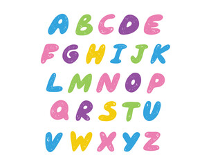 Chalk drawing doodle bold alphabet. Kids pencil textured freehand pastel letters. childish hand drawn ABC school paintbrush.
