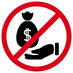 Stop Payments Symbol. No Corruption Allowed Sign, Anti-Bribery Sign