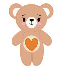 toy brown bear flat vector no background