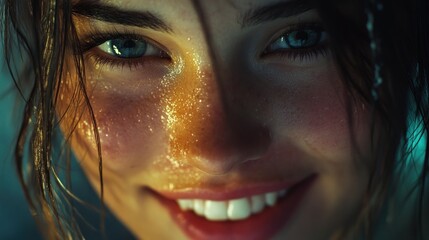 Closeup happy woman face