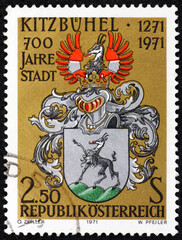 Postage stamp Austria 1971 coat of arms of Kitzbuhel