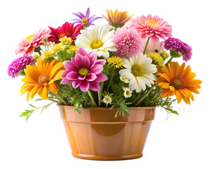 Fototapeta premium chrysanthemum flowers in a pot isolated on white background.PNG Transparent file type with high definition picture quality available.