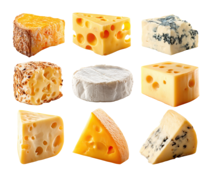 Cheese tasting event gourmet varieties from around the world food culinary delight isolated on transparent background