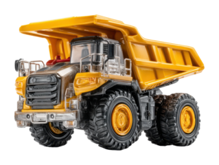 Construction action toy truck playroom plastic model colorful environment view fun concept isolated on transparent background