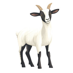 Fototapeta premium Goat Vector Clipart, Minimal Shadows, White Border, Isolated Look