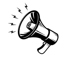 Megaphone with Sound Waves &ndash; Free Speech, Public Communication, Protest, Voice Amplification, Media Expression, Social Awareness. World Press Freedom Day, Human Rights Day, Advertising Themes