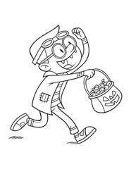 Cute Halloween Monster Coloring Page – Funny Ghosts, Kids in Costumes, and Spooky Treats

