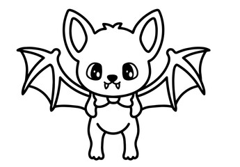 Cute Cartoon Bat Standing with Wings Spread – Halloween Character, Funny Animal Illustration for Kids