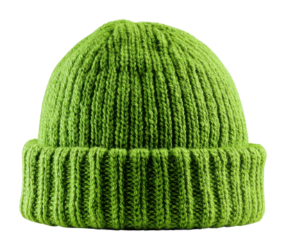 Vibrant green knit beanie hat on fashion accessory modern style isolated on transparent background
