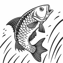 A colorful tropical fish in vector style, with bold outlines and flat shading, on a white background