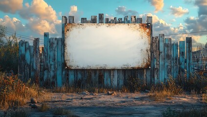 Rustic Metal Sign Mockup Blank Vintage Billboard Template for Design Presentations