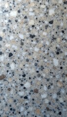 Granite surface with white gray black specks. Polished, sleek natural stone texture, minimalist design. Perfect for interior design, refined elegance for kitchen tops, bathrooms or decor.
