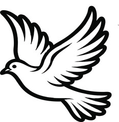 Obraz premium Stylized Black and White Line Art Drawing of a Flying Dove