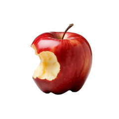 Pomme rouge manquant une bouchée sur fond blanc