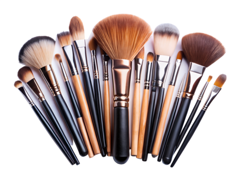 make up brushes isolated on white background.PNG Transparent file type with high definition picture quality available.