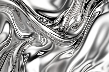 Silver background, silver waves, liquid metal, metallic, smooth curves, fluid lines
