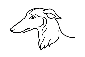 Elegant line art portrait of a greyhound dog head