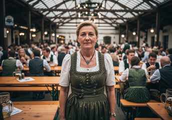 Woman in Traditional Dirndl at Oktoberfest