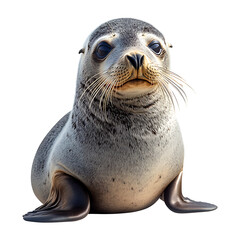 Adorable Baby Fur Seal or Sea Lion Pup Isolated on White Background