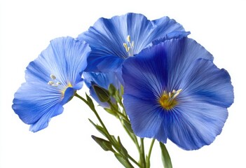 Stunning Blue Flax Flowers Close Up Shot Botanical Beauty Nature