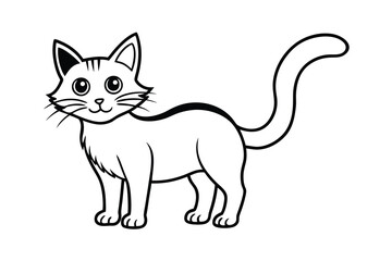 Adorable cartoon cat outline illustration simple design