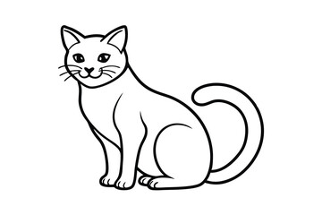 Adorable cartoon cat sitting outline illustration simple design