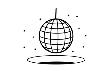 Disco ball floating above a black hole abstract design